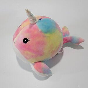 Kelly Toy Squishmallow Natalie Tie-Dye Rainbow Narwhal Whale Plush Stuffed‎ Toy